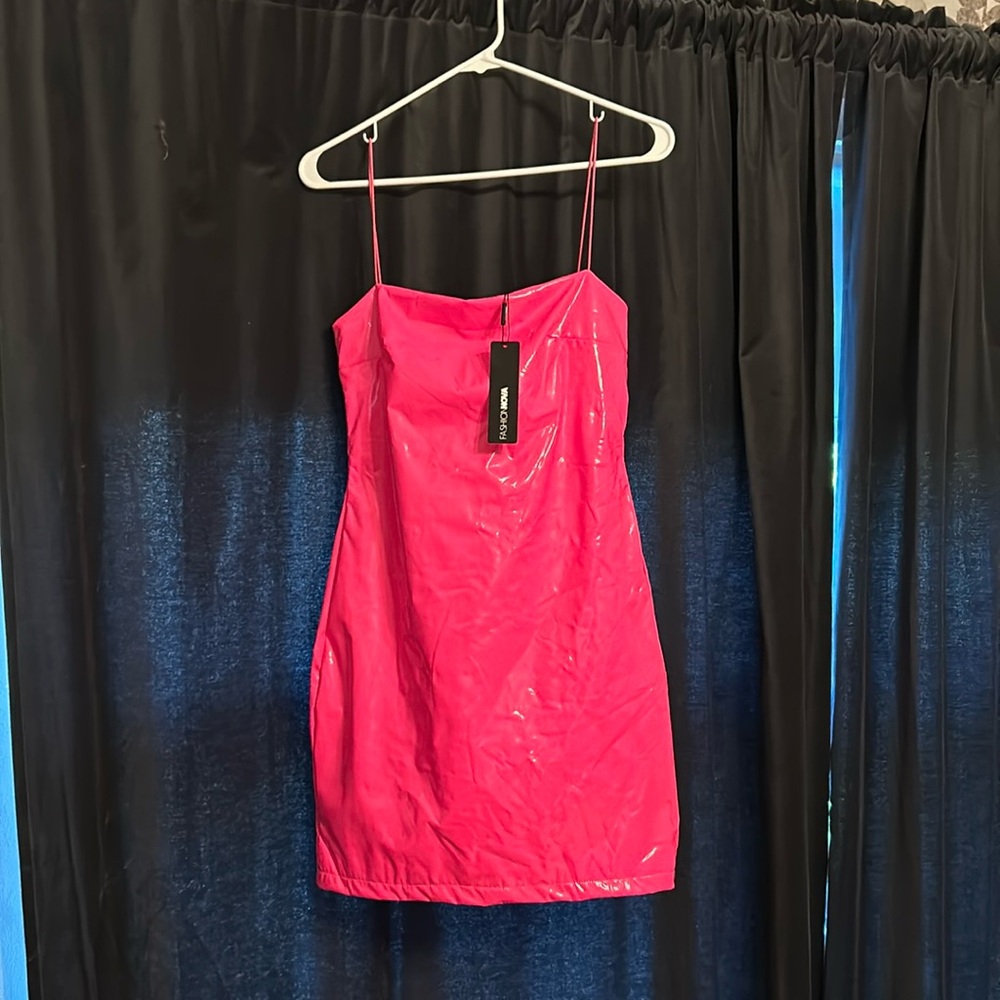 Fashion Nova Brand New Plastic Pink Mini Dress